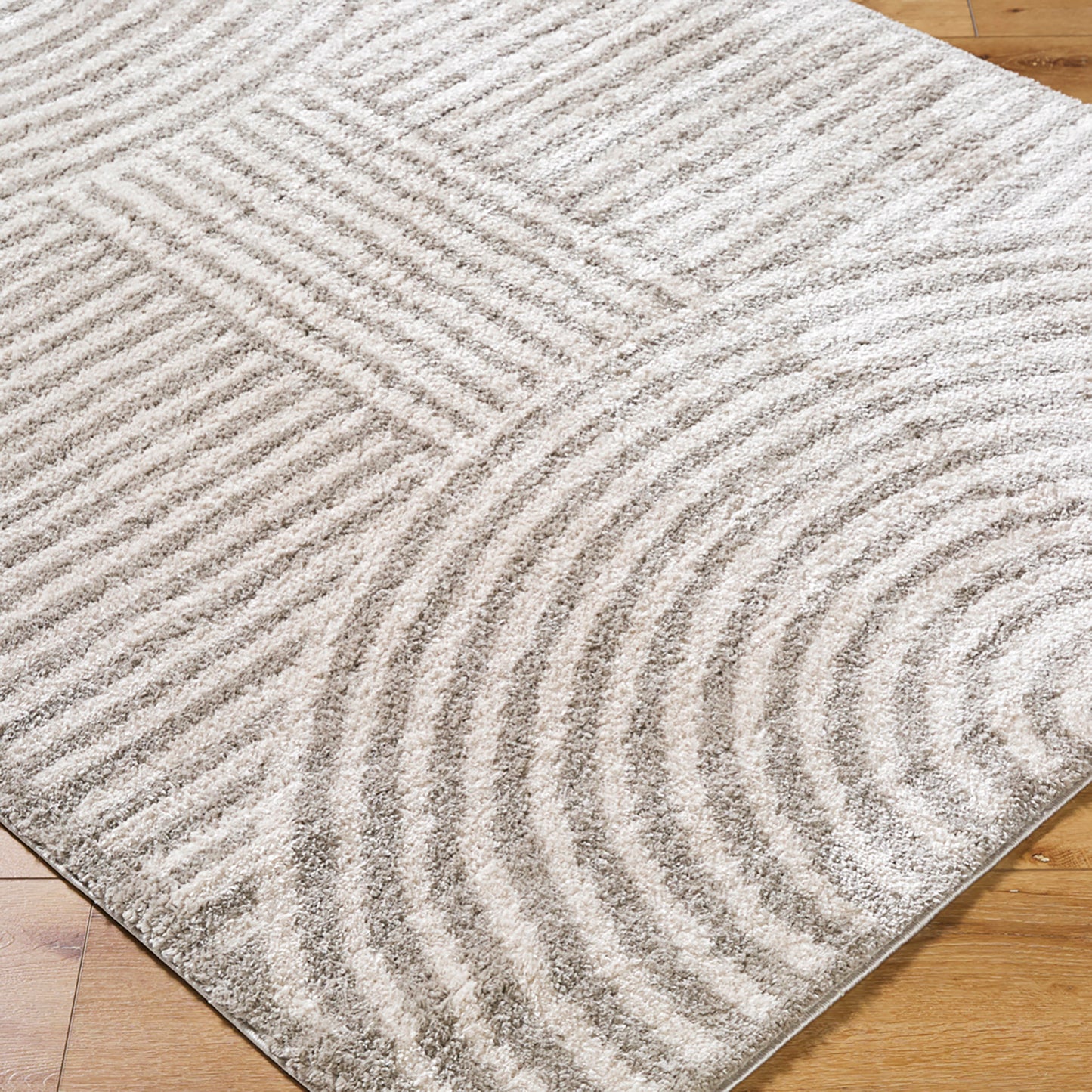 Fossay Dove Grey Cream and Washable Modern Shaggy Rug