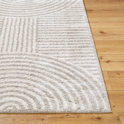 Fossay Dove Grey Cream and Washable Modern Shaggy Rug