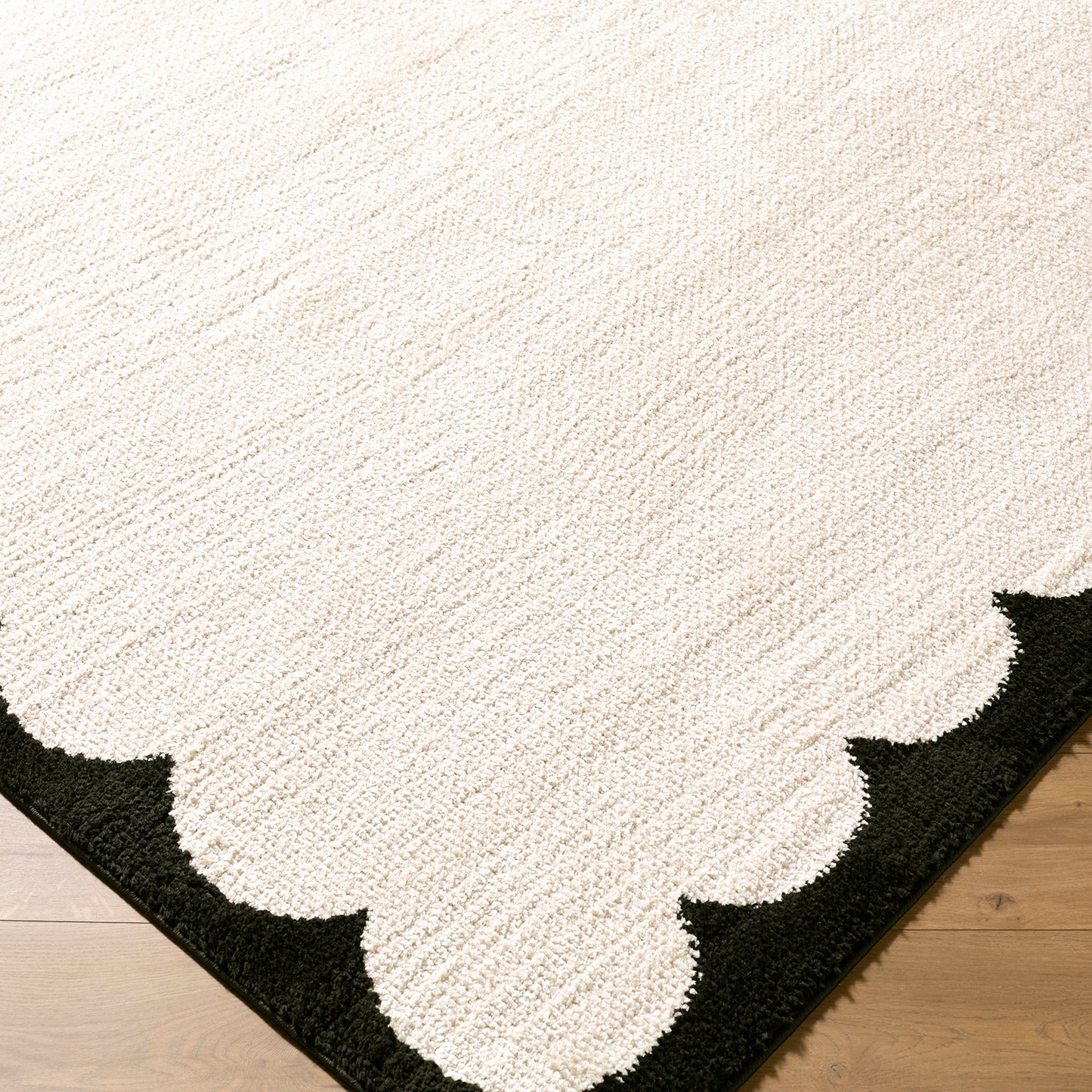 Fossay Cream and Black and Washable Modern Shaggy Rug
