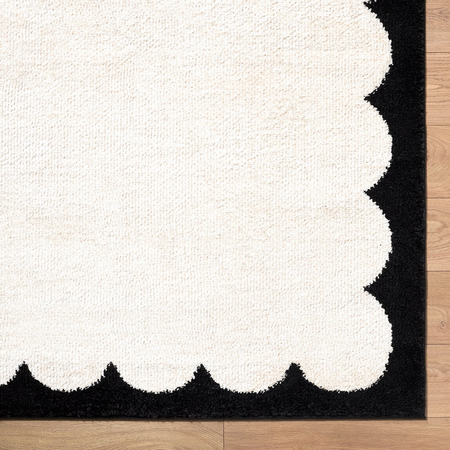 Fossay Cream and Black and Washable Modern Shaggy Rug