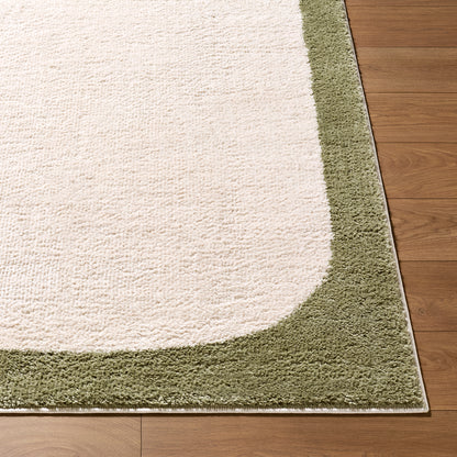 Fossay Cream and Black and Washable Modern Shaggy Rug