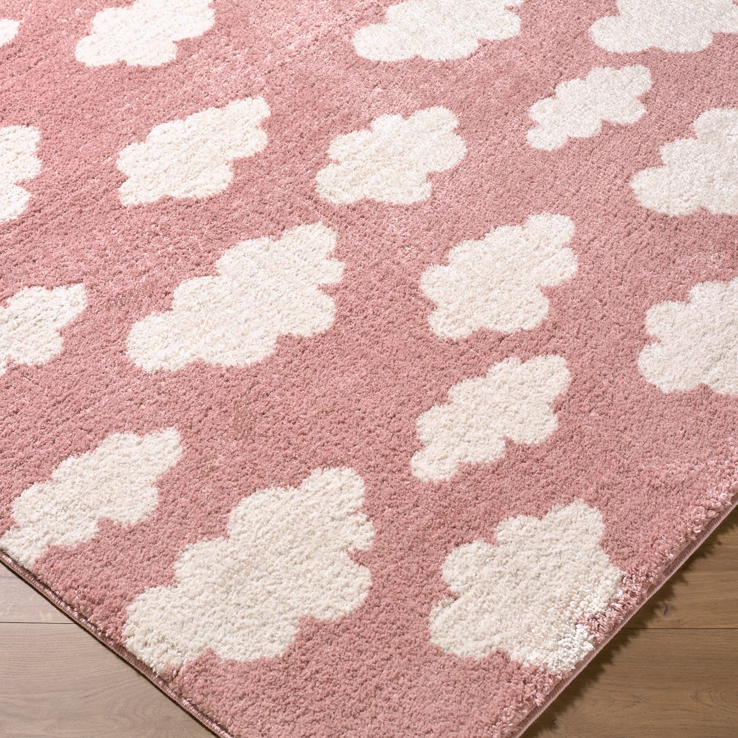 Fossay Pink and Cream Washable Modern Shaggy Rug Fossay