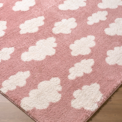 Fossay Pink and Cream Washable Modern Shaggy Rug Fossay