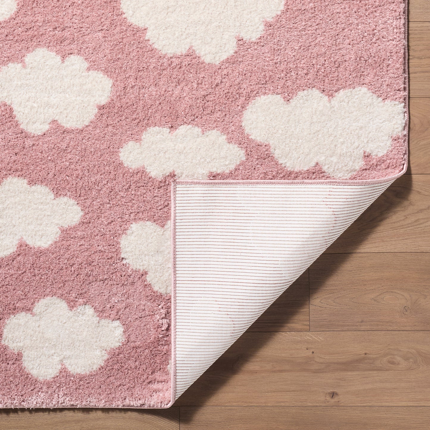 Fossay Pink and Cream Washable Modern Shaggy Rug Fossay