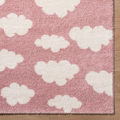 Fossay Pink and Cream Washable Modern Shaggy Rug Fossay