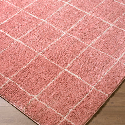 Fossay Pink and Cream Washable Modern Shaggy Rug Fossay