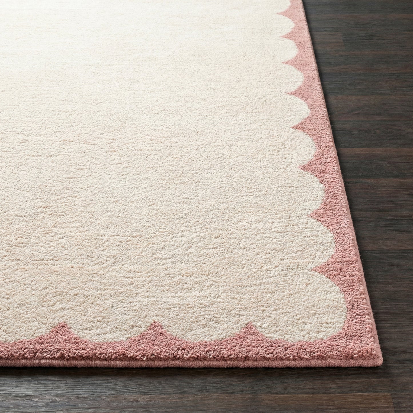 Fossay Cream and Pink Washable Modern Shaggy Rug