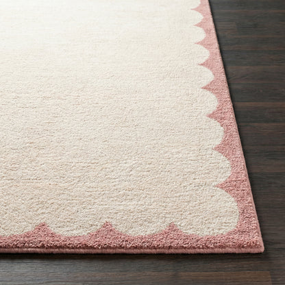 Fossay Cream and Pink Washable Modern Shaggy Rug
