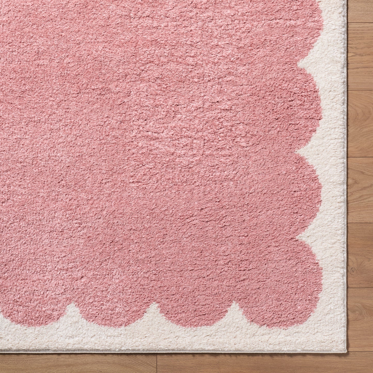 Fossay Pink and Cream Washable Modern Shaggy Rug Fossay