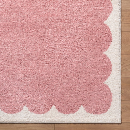 Fossay Pink and Cream Washable Modern Shaggy Rug Fossay