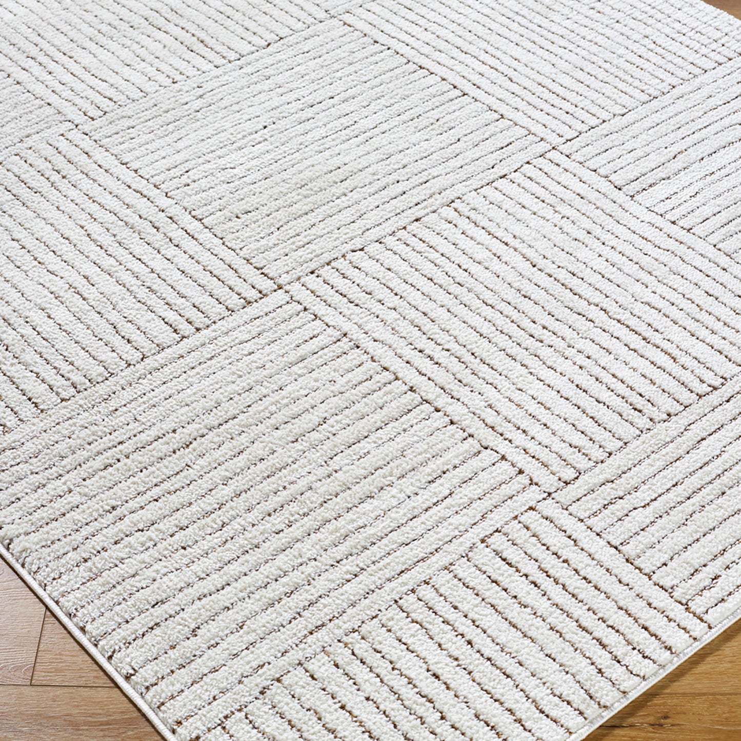 Architect II by Galey Alix Cream Modern Graphic High Pile Rug