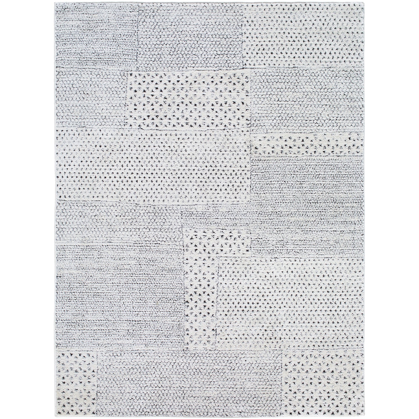 Architect III by Galey Alix Black and Cream Geometric Modern Graphic High Pile Rug