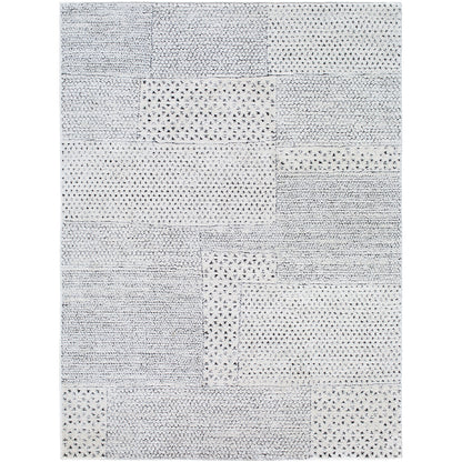 Architect III by Galey Alix Black and Cream Geometric Modern Graphic High Pile Rug