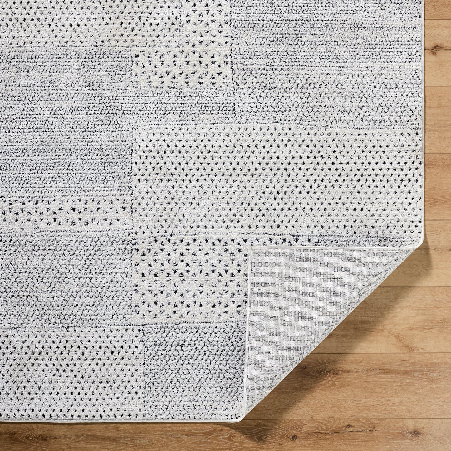 Architect III by Galey Alix Black and Cream Geometric Modern Graphic High Pile Rug