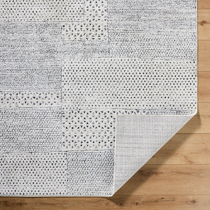 Architect III by Galey Alix Black and Cream Geometric Modern Graphic High Pile Rug