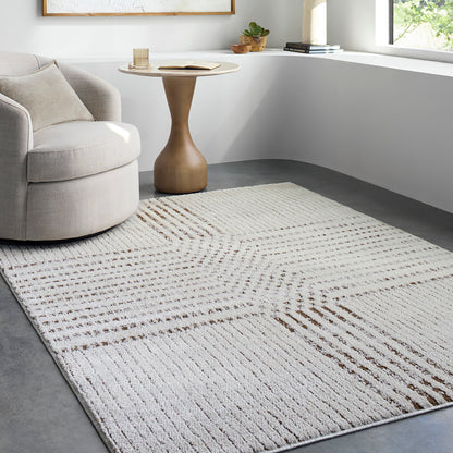 Architect IV by Galey Alix Cream Modern Graphic High Pile Rug