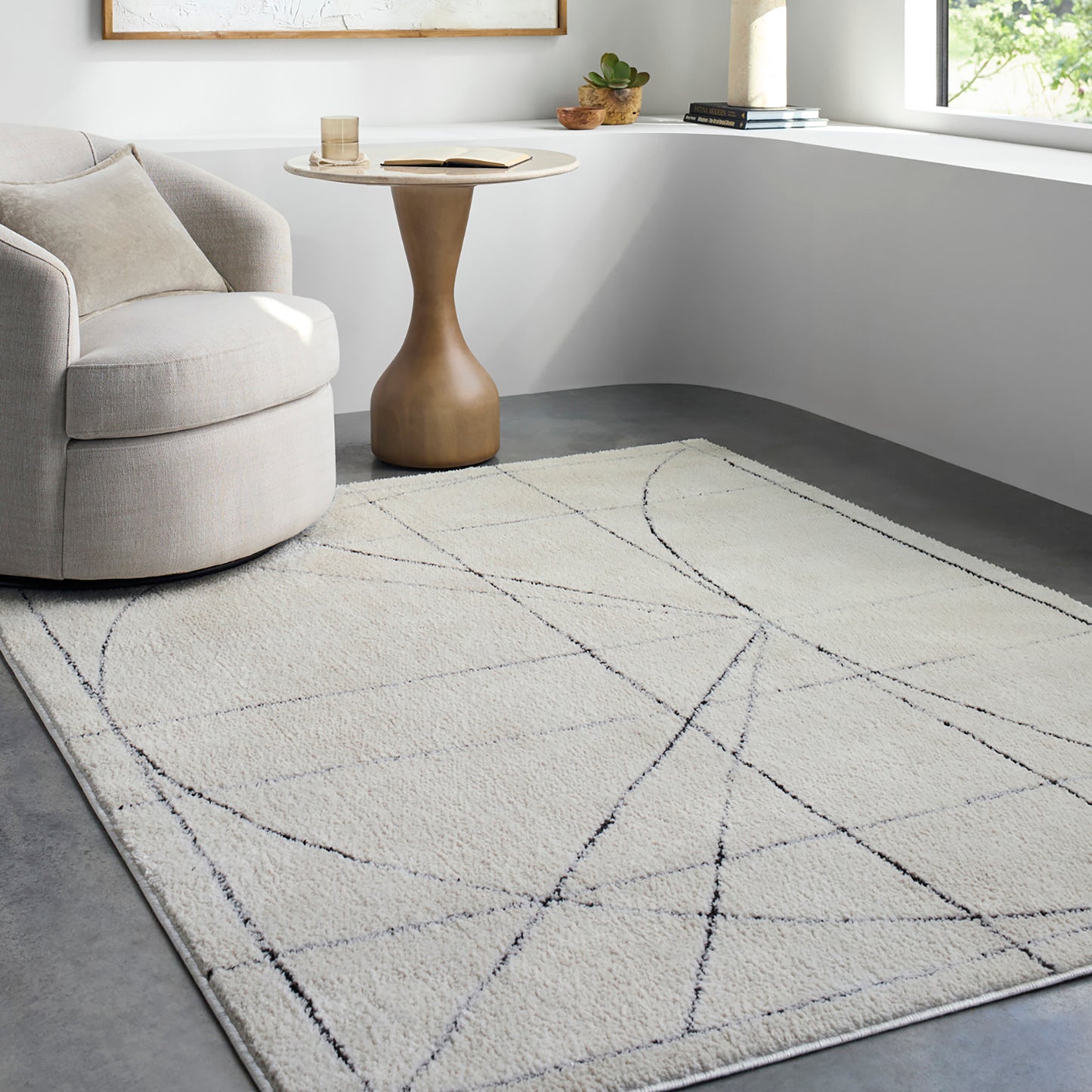 Architect V by Galey Alix Modern Ivory High Pile Rug