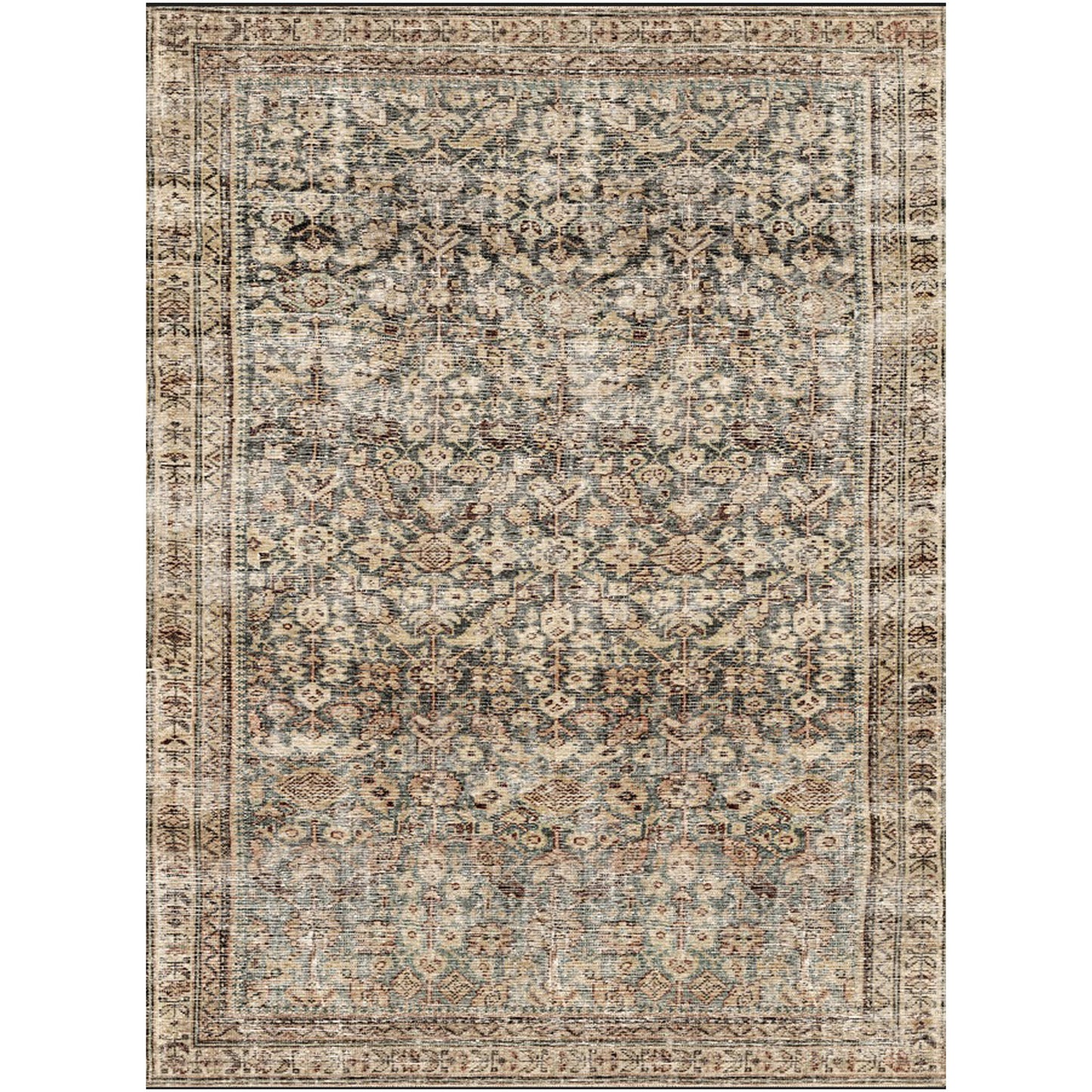 Collins Avenue by Galey Alix Green Vintage Boho Rug