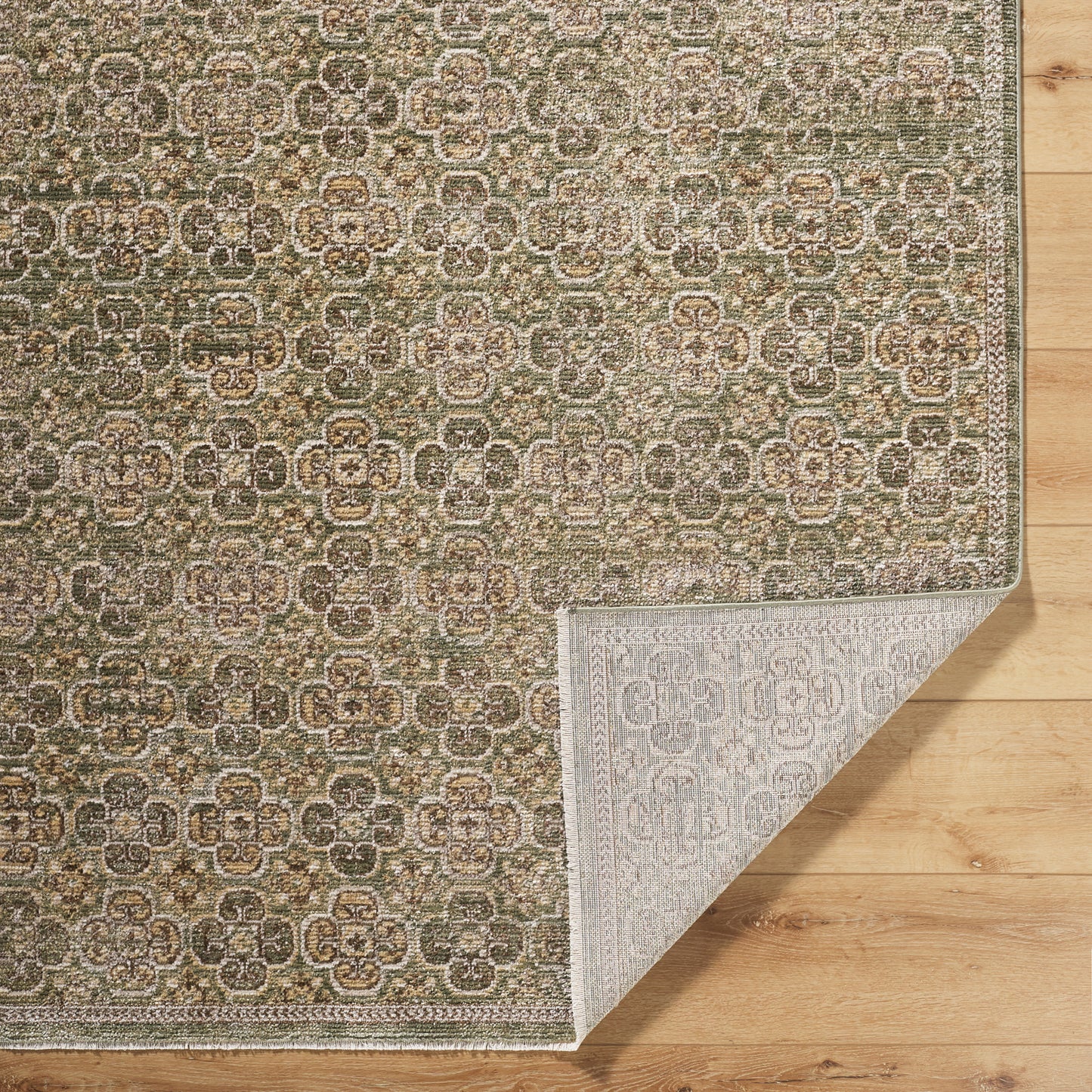 Myrtle Avenue II by Galey Alix Green Vintage Boho Rug