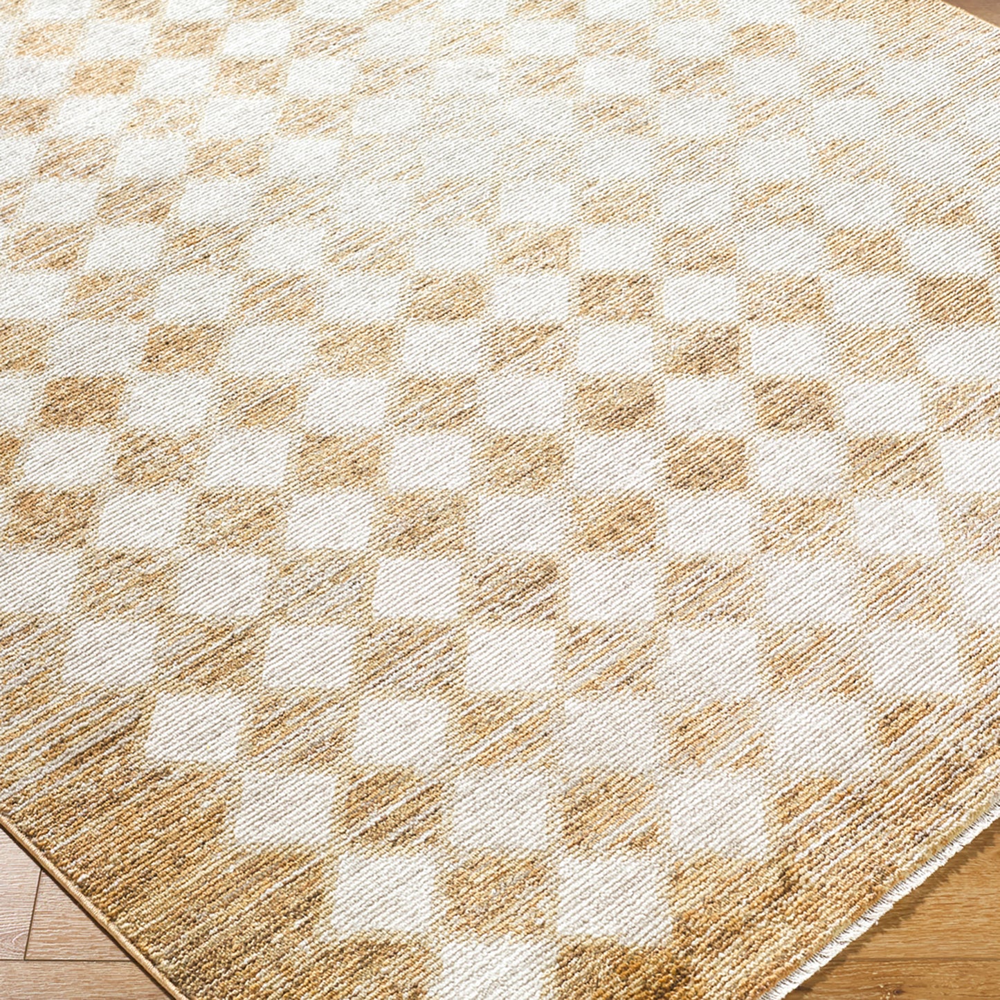 Myrtle Avenue V by Galey Alix Brown and Grey Geometric Diamond Fringe Rug