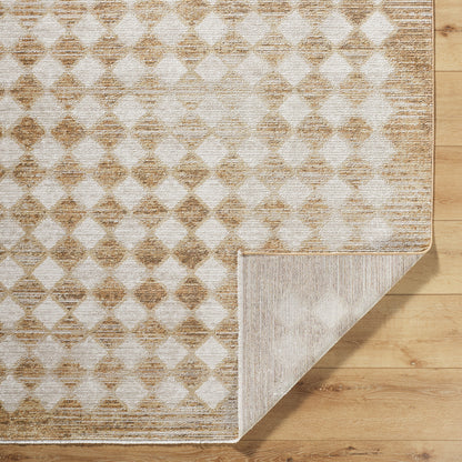 Myrtle Avenue V by Galey Alix Brown and Grey Geometric Diamond Fringe Rug