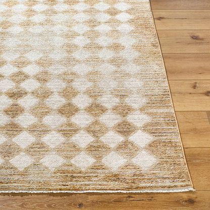 Myrtle Avenue V by Galey Alix Brown and Grey Geometric Diamond Fringe Rug