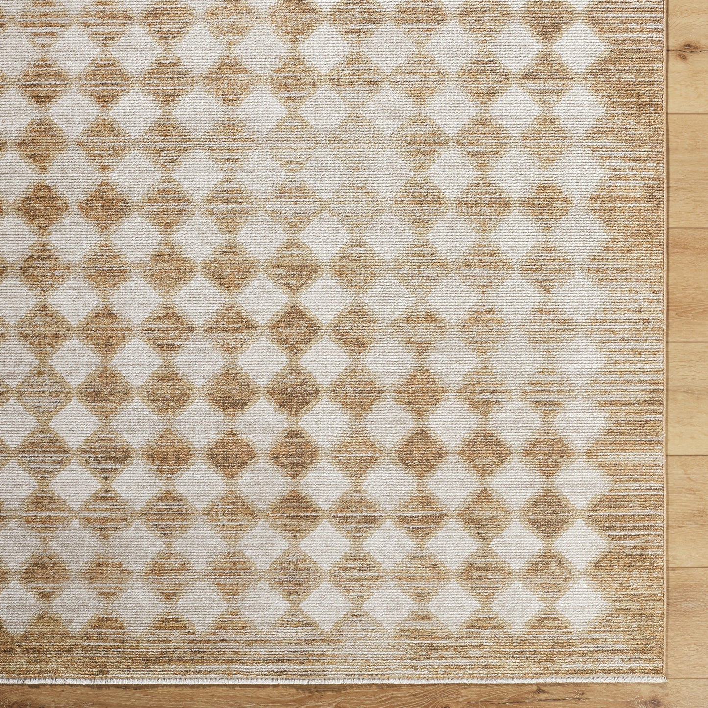 Myrtle Avenue V by Galey Alix Brown and Grey Geometric Diamond Fringe Rug