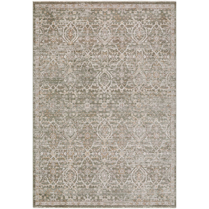 Myrtle Avenue VI by Galey Alix Green Vintage Boho Fringe Rug