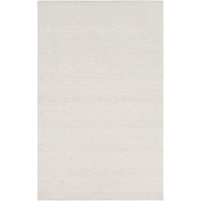 Hygge Cottage White Geometric Wool Mix Hand Woven Rug