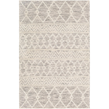 Hygge Cottage Grey and White Geometric Wool Mix Hand Woven Rug