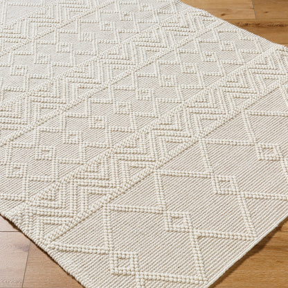 Hygge Cottage Cream Geometric Wool Mix Hand Woven Rug