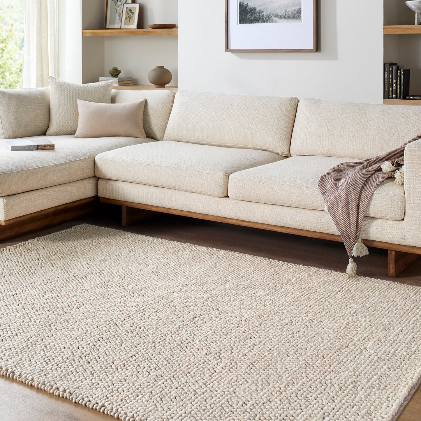 Hazar Global Beige Modern Wool Rug
