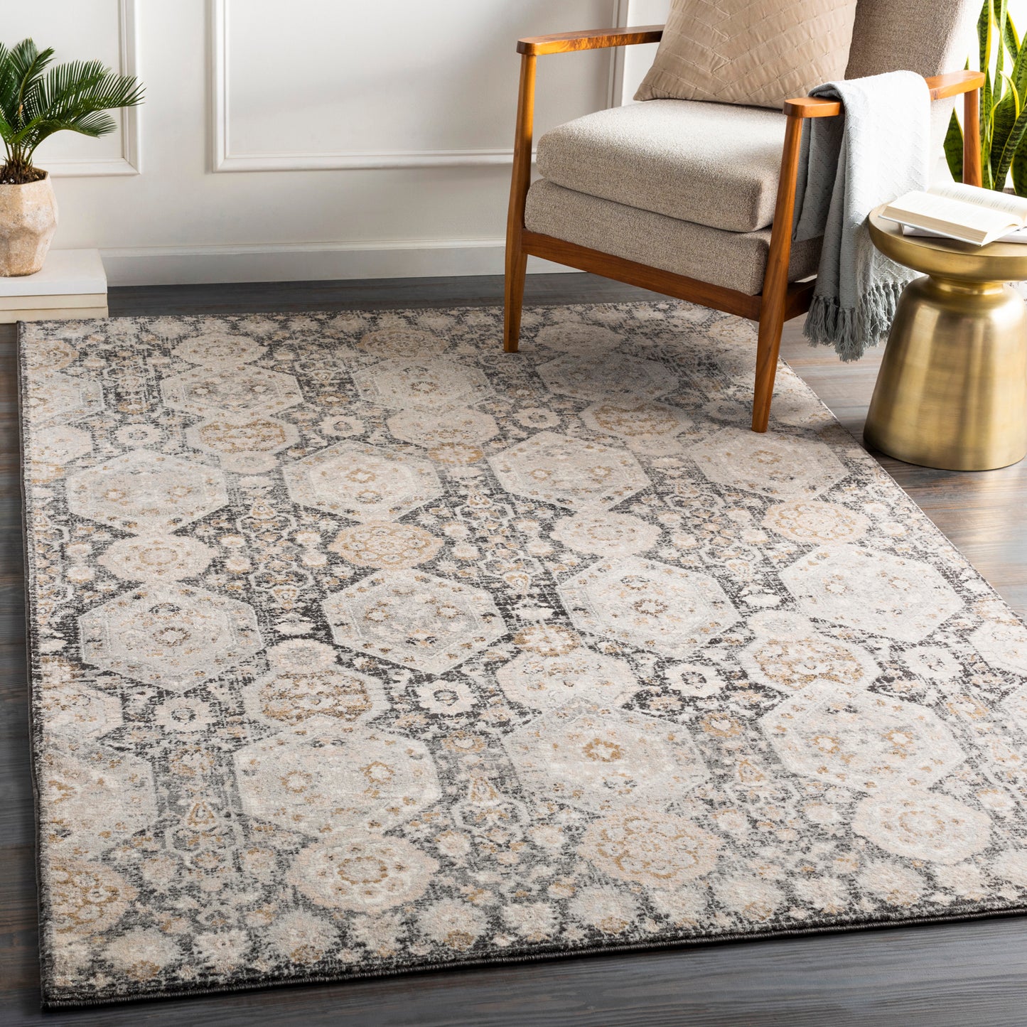 Indigo Charcoal Vintage Traditional Boho Rug