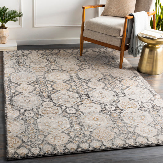 Indigo Charcoal Vintage Traditional Boho Rug
