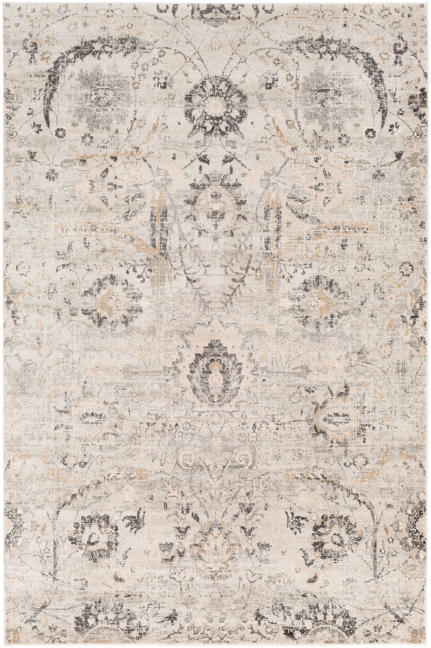 Indigo Cream Vintage Traditional Floral Boho Rug