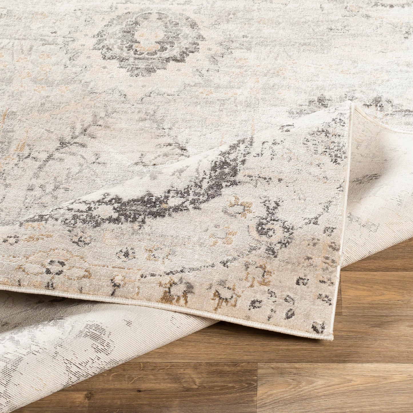 Indigo Cream Vintage Traditional Floral Boho Rug