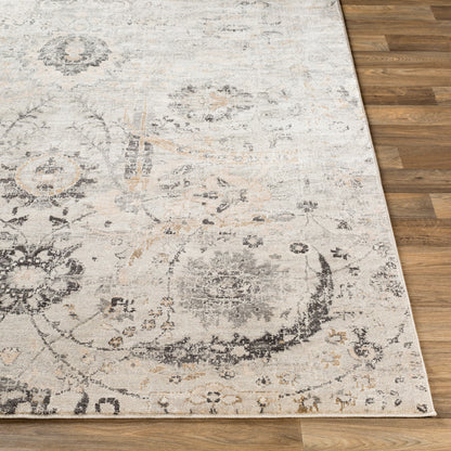 Indigo Cream Vintage Traditional Floral Boho Rug