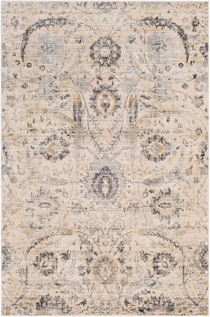Indigo Beige Vintage Traditional Floral Boho Rug