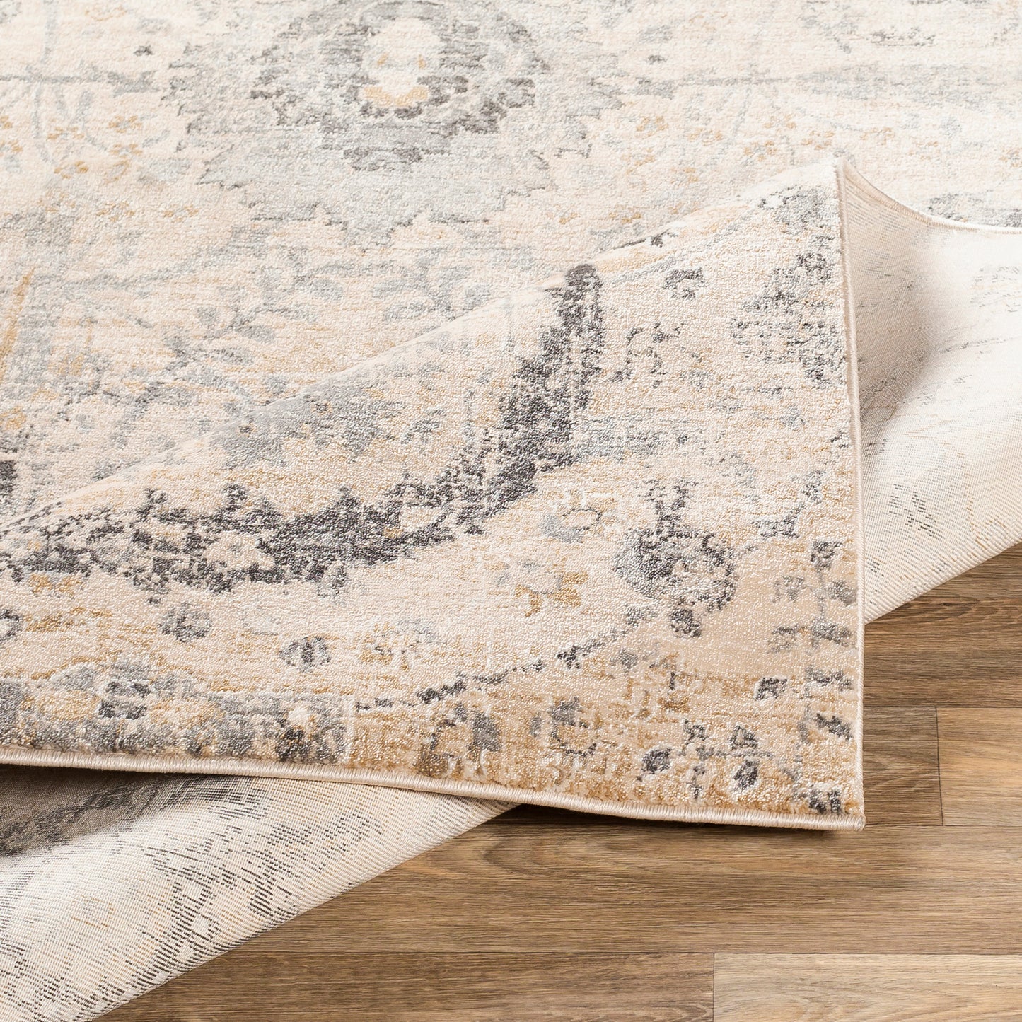 Indigo Beige Vintage Traditional Floral Boho Rug