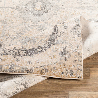 Indigo Beige Vintage Traditional Floral Boho Rug