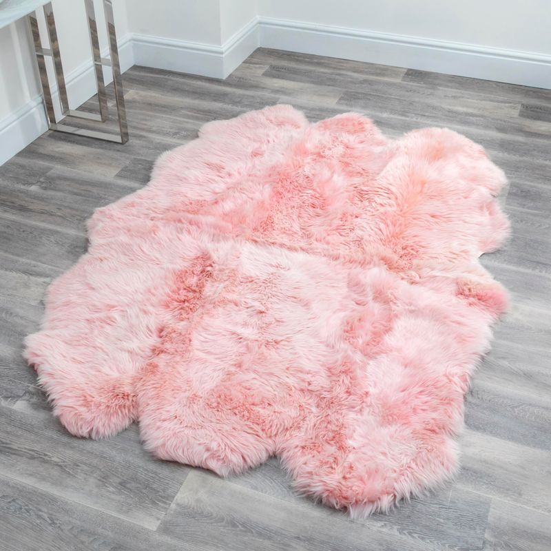 Blush Pink 6 Pelt Sheepskin Rug