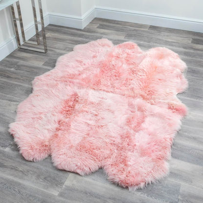 Extra Large Blush Pink Genuine Super Soft NZ Sheepskin Rug - 6 Pelt 180cm x 200cm