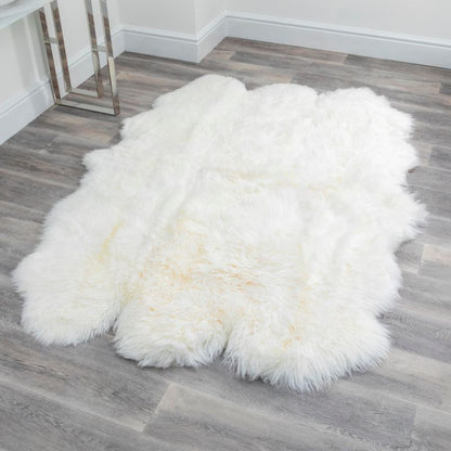 Extra Large Natural White Genuine Super Soft NZ Sheepskin Rug - 6 Pelt 180cm x 200cm
