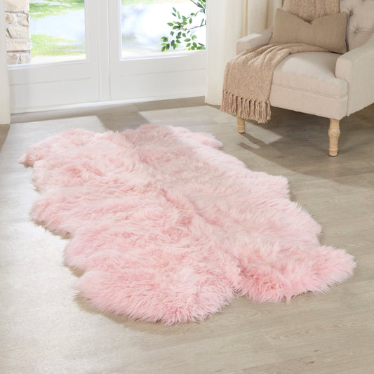 Blush Pink 4 Pelt Sheepskin Rug