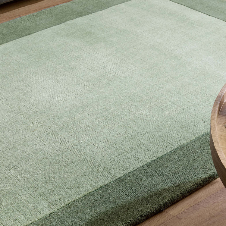 Origins Borders Sage Green Luxury Wool Rug