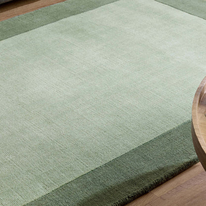 Origins Borders Sage Green Luxury Wool Rug