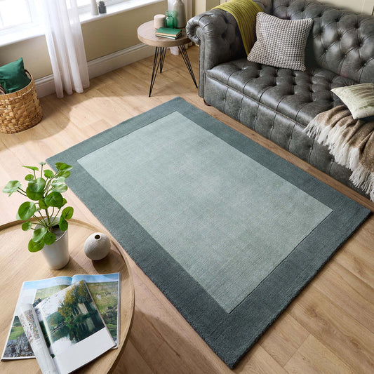 Origins Borders Sage Green Luxury Wool Rug