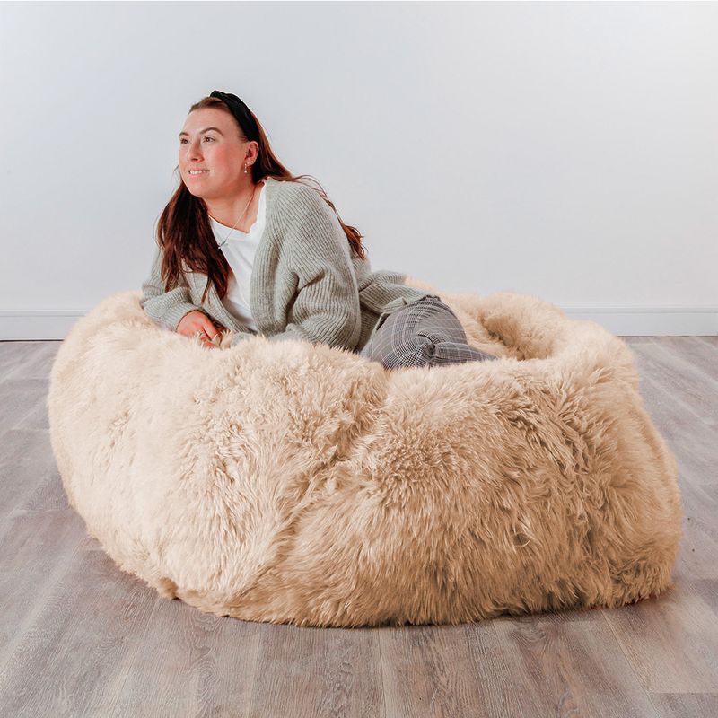 XL Champagne Beige New Zealand Sheepskin Beanbag