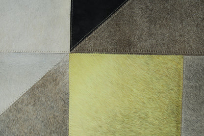 Multicoloured Luxury Abstract Genuine Cowhide Leather Patchwork Rug