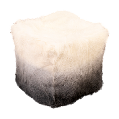 Ivory and Charcoal Goatskin Ombre Pouffe